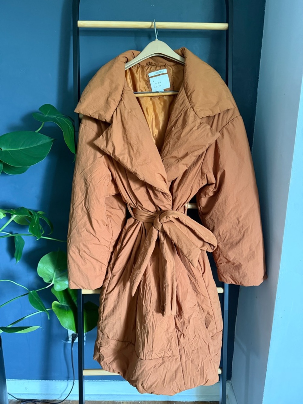 A New Day Belted Puffer Coat – Orange – XXL